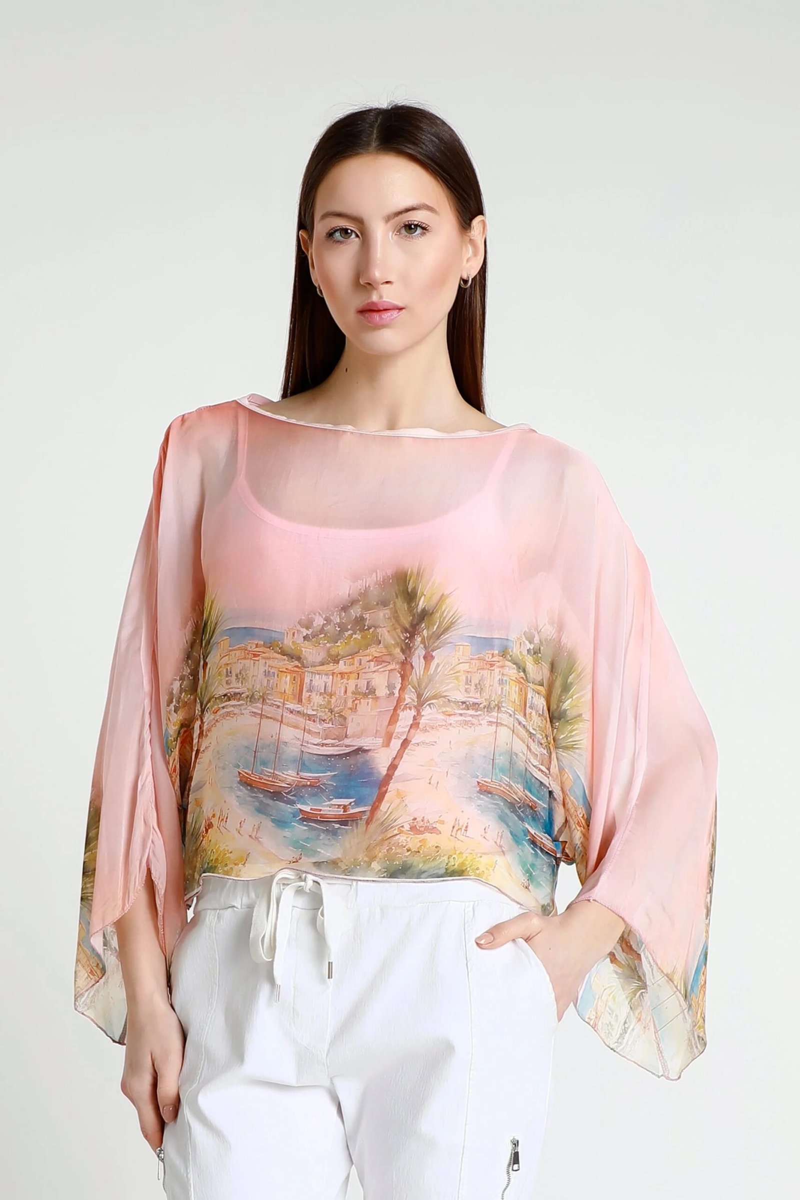 BQ200P681BlushPositanoSofita34SleeveCroppedSilkKaftan-1